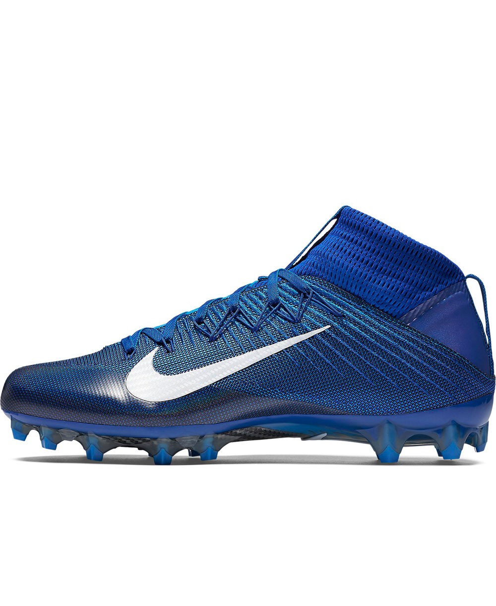 blue and white football cleats