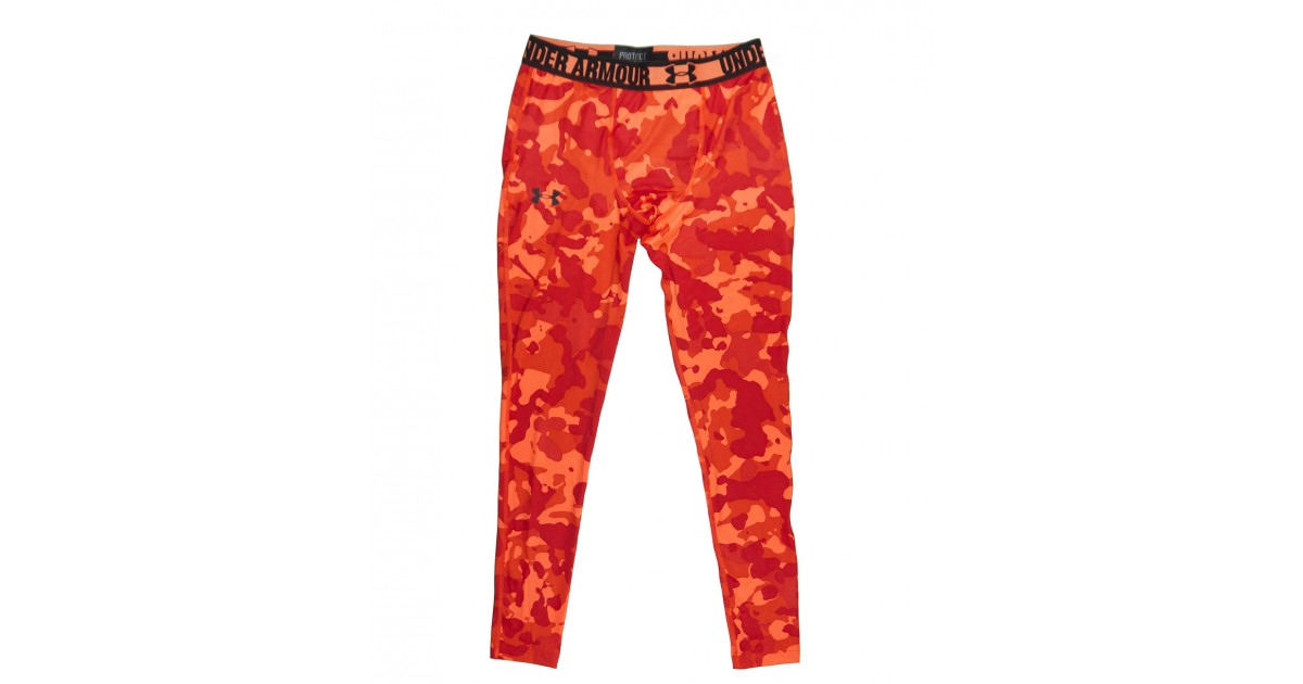 Under Armour Men's M SONIC HeatGear Compression Leggings Camo Neon Orange