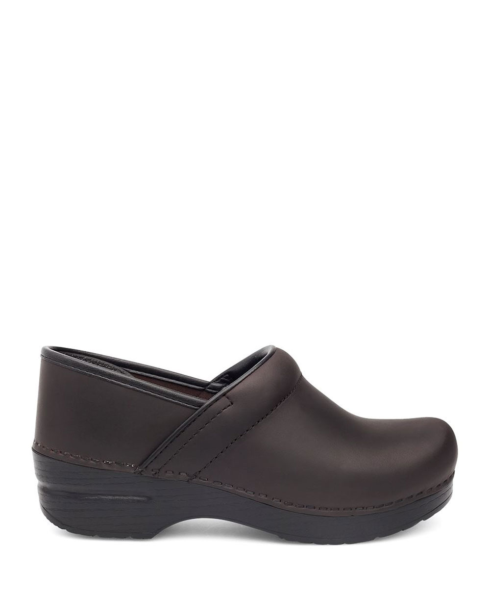 women's black leather clogs