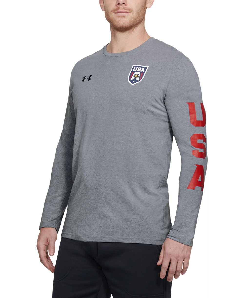 Herren Langarm T-Shirt USA Patriot Steel Light Heather