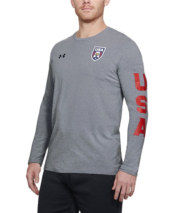 Herren Langarm T Shirt USA Patriot Steel Light Heather