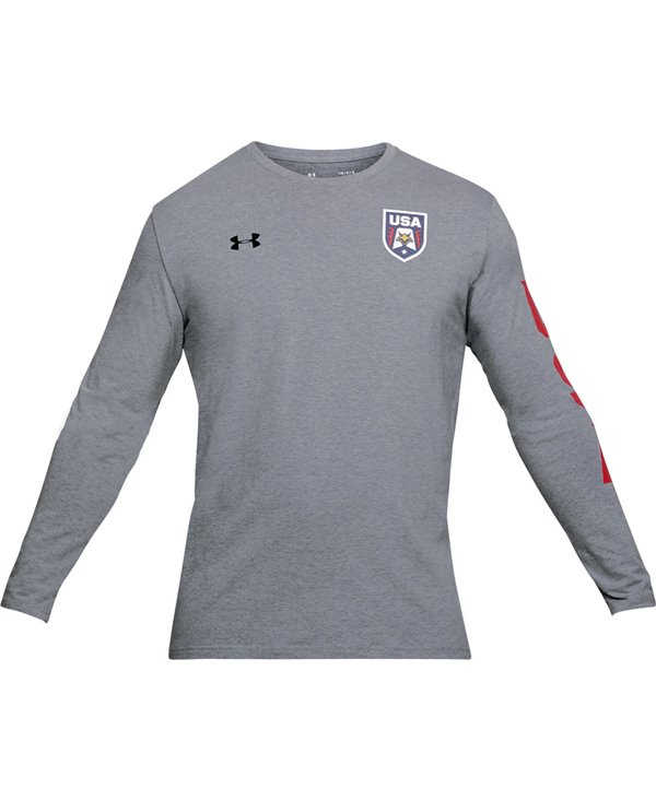 Men's Long Sleeve T-Shirt USA Patriot Steel Light Heather