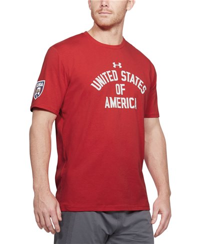 Men's Short Sleeve T-Shirt Stars & Stripes Verbiage Red