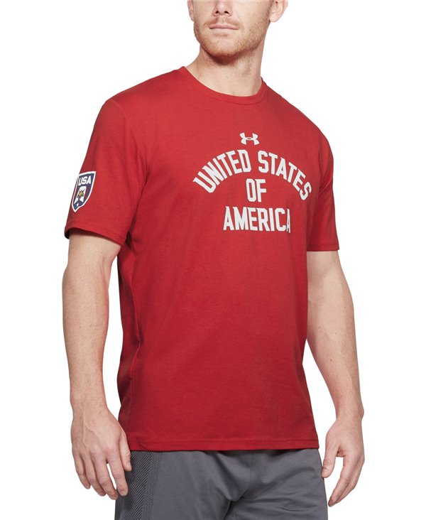 Herren Kurzarm T-Shirt Stars & Stripes Verbiage Red