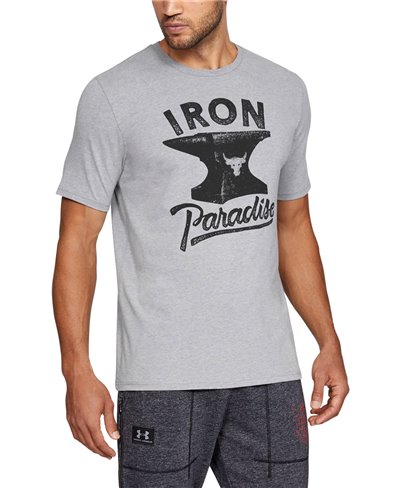 Herren Kurzarm T-Shirt Project Rock Iron Paradise Steel Light Heather