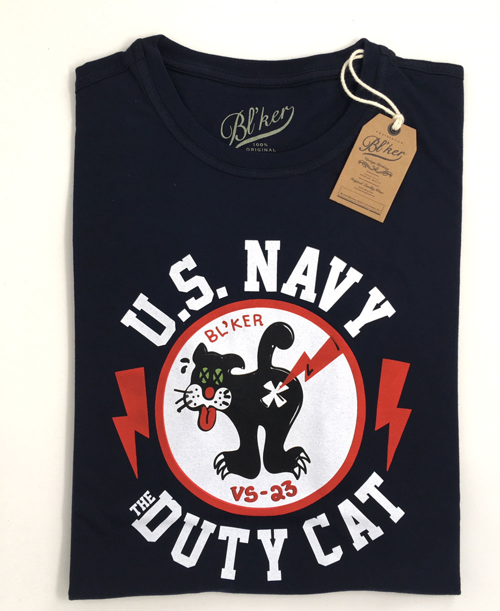 Men's Short Sleeve T-Shirt Duty Cat Navy