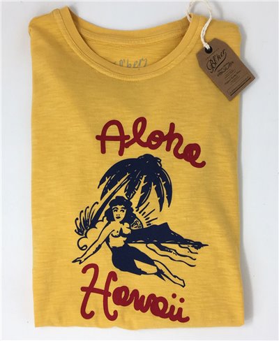 Aloha Hawaii Camiseta Manga Corta para Hombre Yellow