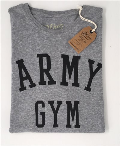 Men's Short Sleeve T-Shirt Army Gym Grey Melange