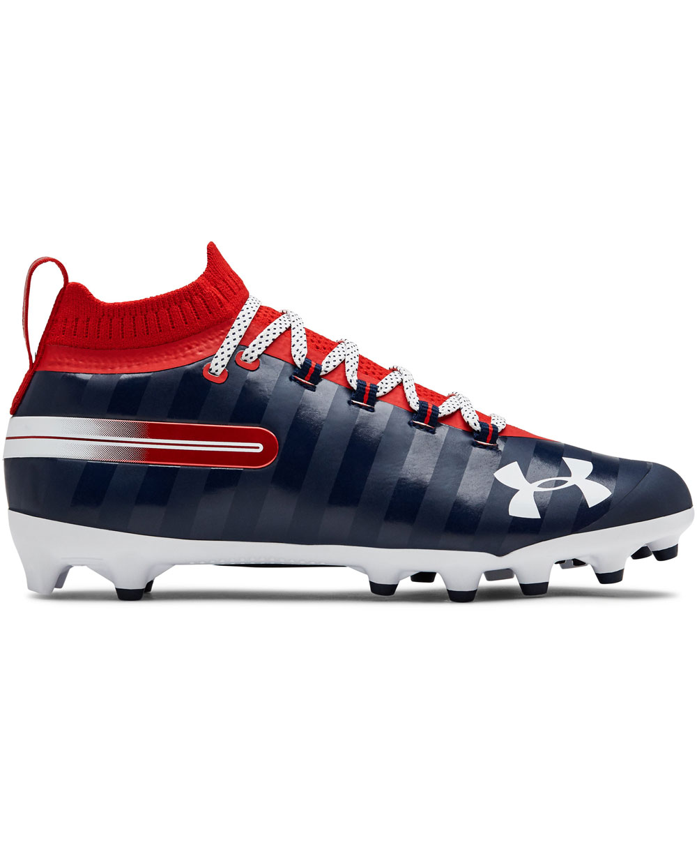 football cleats red white blue