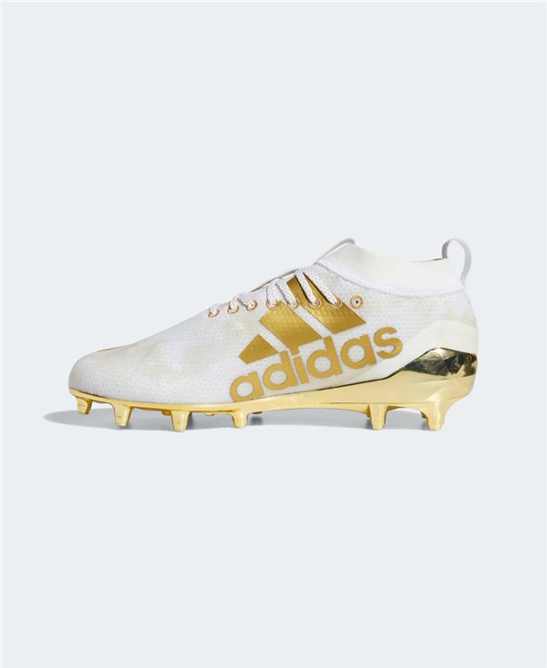 white and gold adizero football cleats