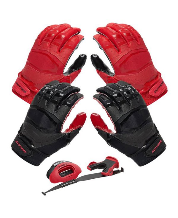 Rev Pro 3.0 Solid Flip Combo Pack Men's Football Gloves Red/Black pack of 2