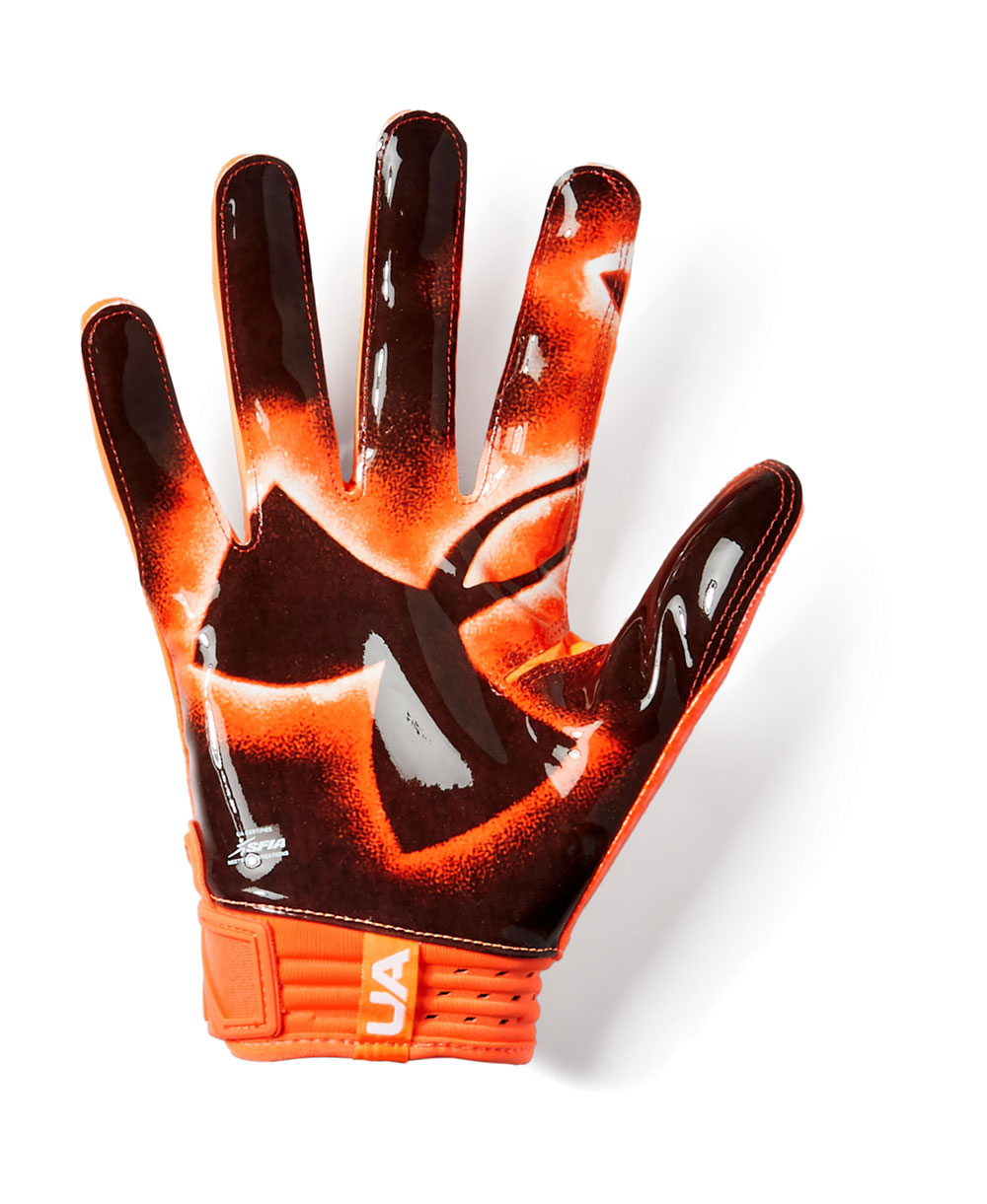 Under Armour Spotlight LE Men's Football Gloves Orange Glitch
