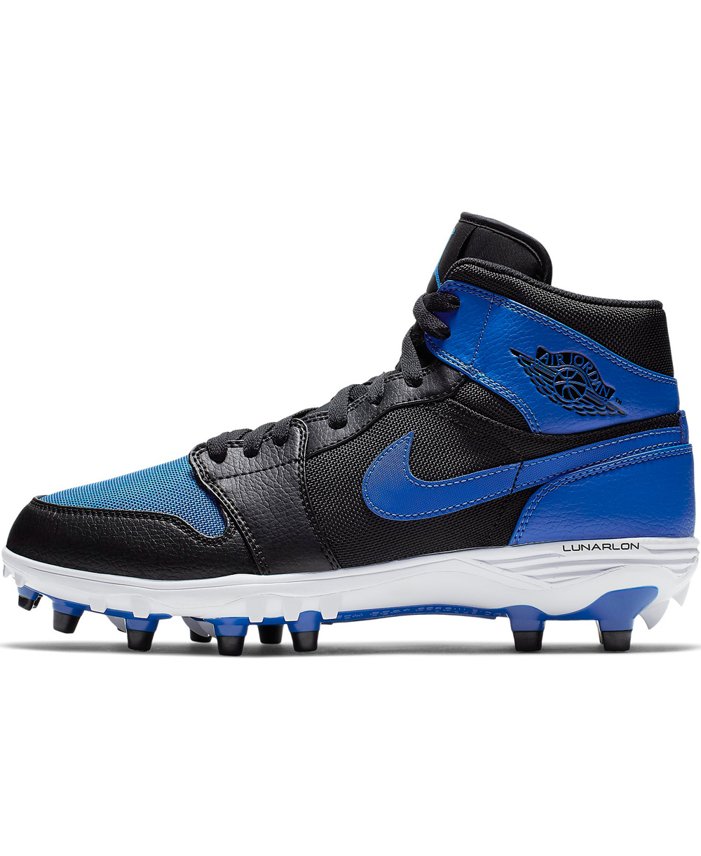Nike Men's Jordan 1 TD Mid American Football Cleats Black/Blue