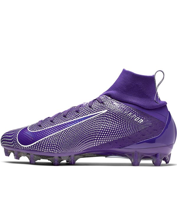 purple and white football cleats