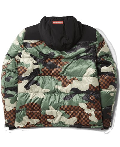 Men's Jacket Checkered Camo Puffer
