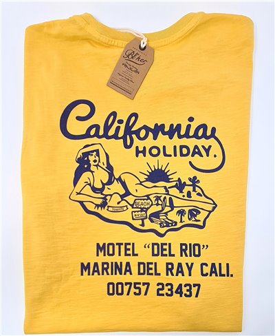 Herren Kurzarm T-Shirt Motel California Yellow
