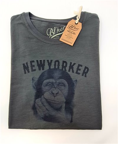 New Yorker Monkey T-Shirt Manica Corta Uomo Faded Black