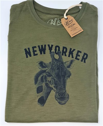 New Yorker Giraffe T-Shirt à Manches Courtes Homme Military Green