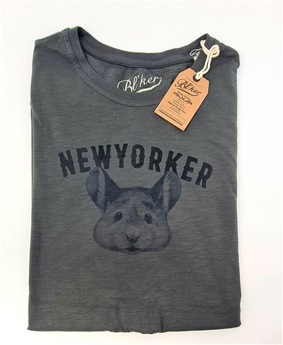Men's Short Sleeve T-Shirt New Yorker Smurf Faded Black