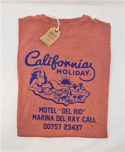 Herren Kurzarm T-Shirt Motel California Red
