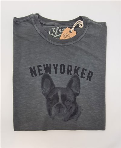 NY Bulldog T-Shirt Manica Corta Uomo Faded Black