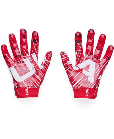 UA Blur Gants Football Américain Homme Red/Metallic Silver