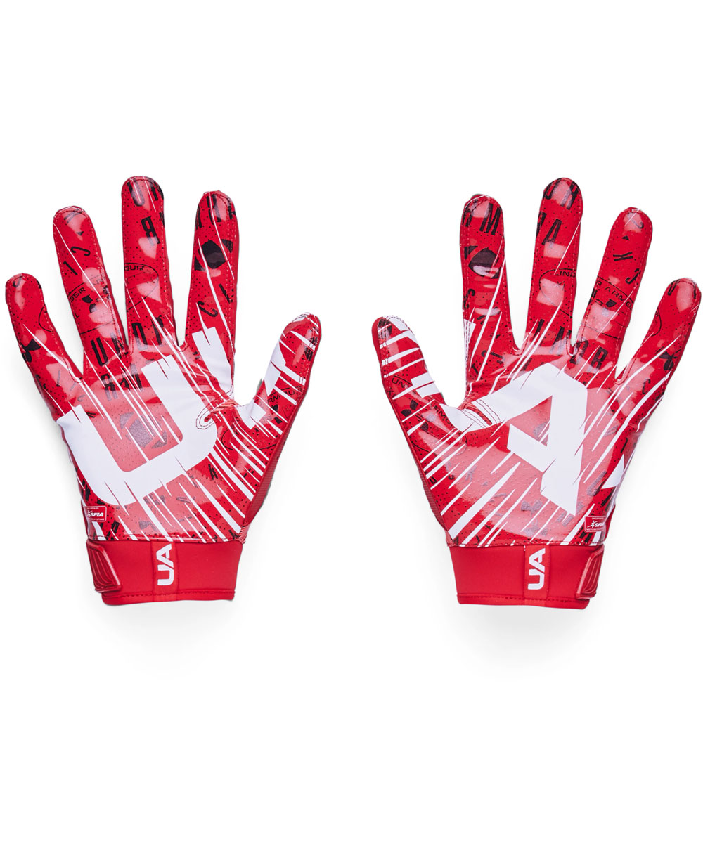 UA Blur Men's Football Gloves Red/Metallic Silver
