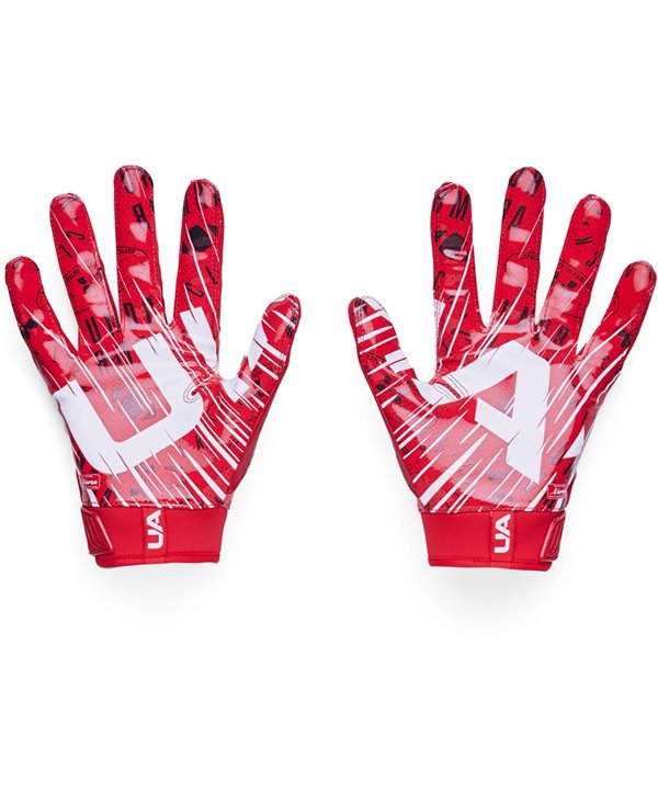 Under Armour UA Blur Football Gloves Red/Metallic Silver