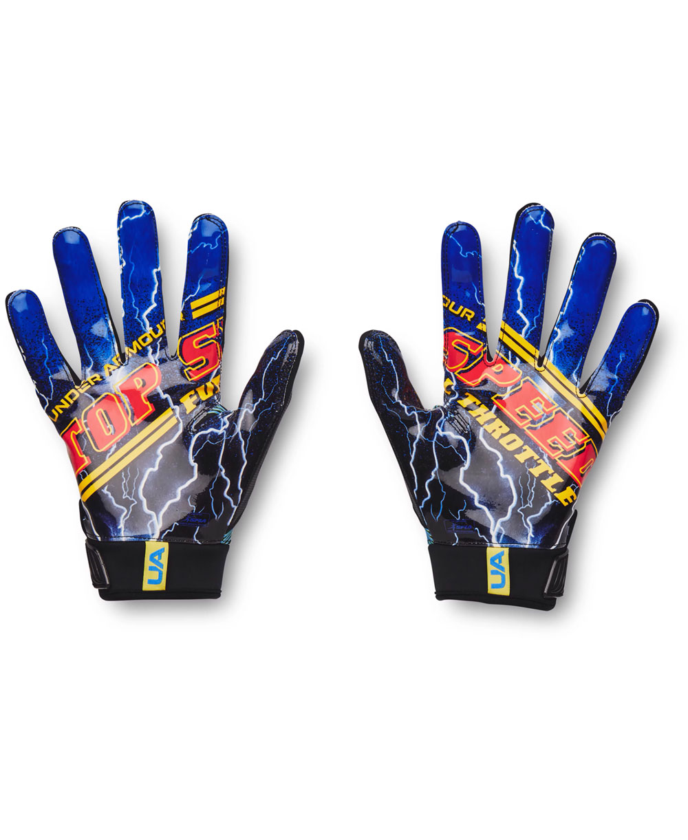 UA Blur LE Herren American Football Handschuhe Black/Blue Circuit