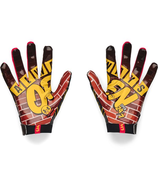 UA F7 Graphic Men's Football Gloves Black/Metallic Silver