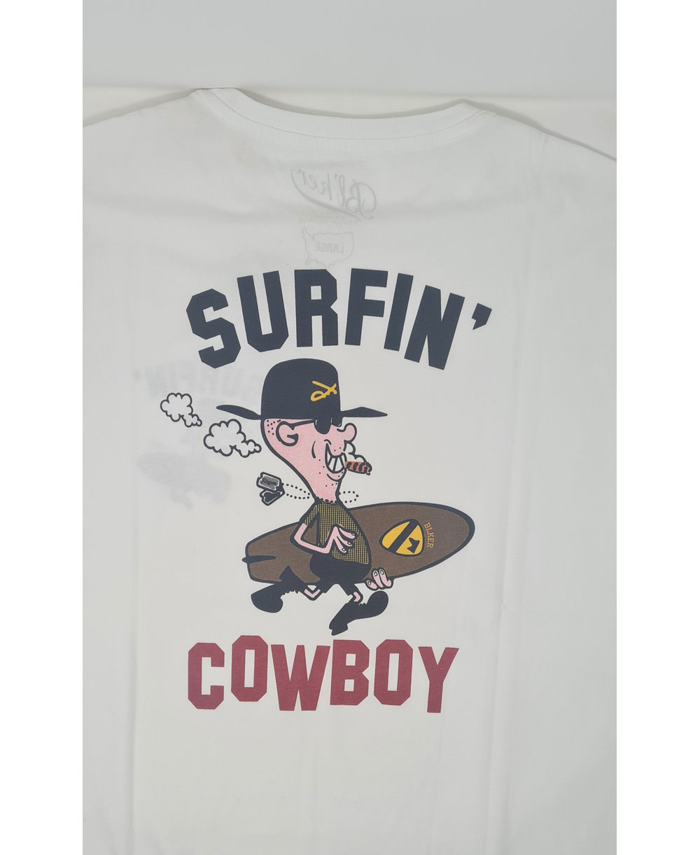 Men's Short Sleeve T-Shirt Surfing Cowboy White