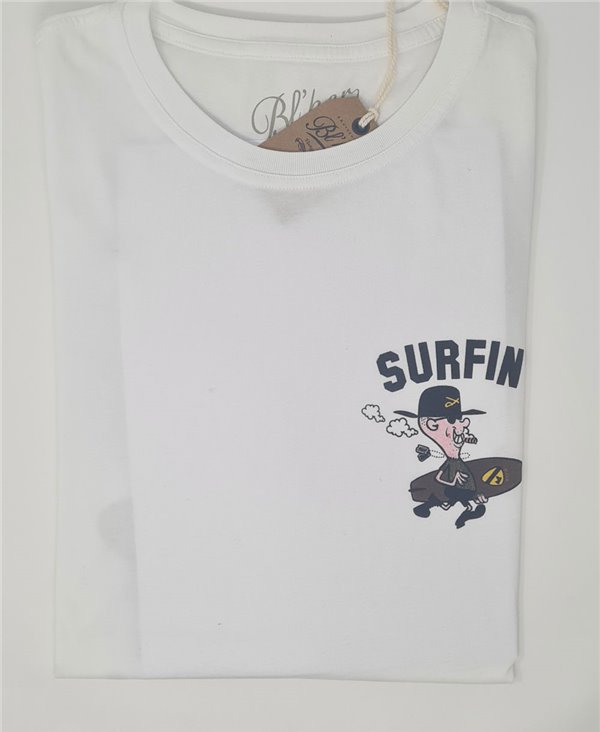Men's Short Sleeve T-Shirt Surfing Cowboy White