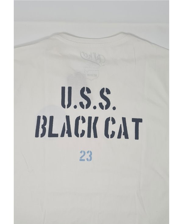 Men's Short Sleeve T-Shirt U.S.S. Black Cat White