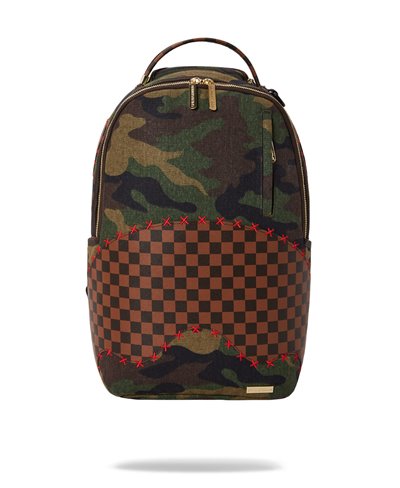 SPRAYGROUND: Shark Shape Check Savage Backpack - Military