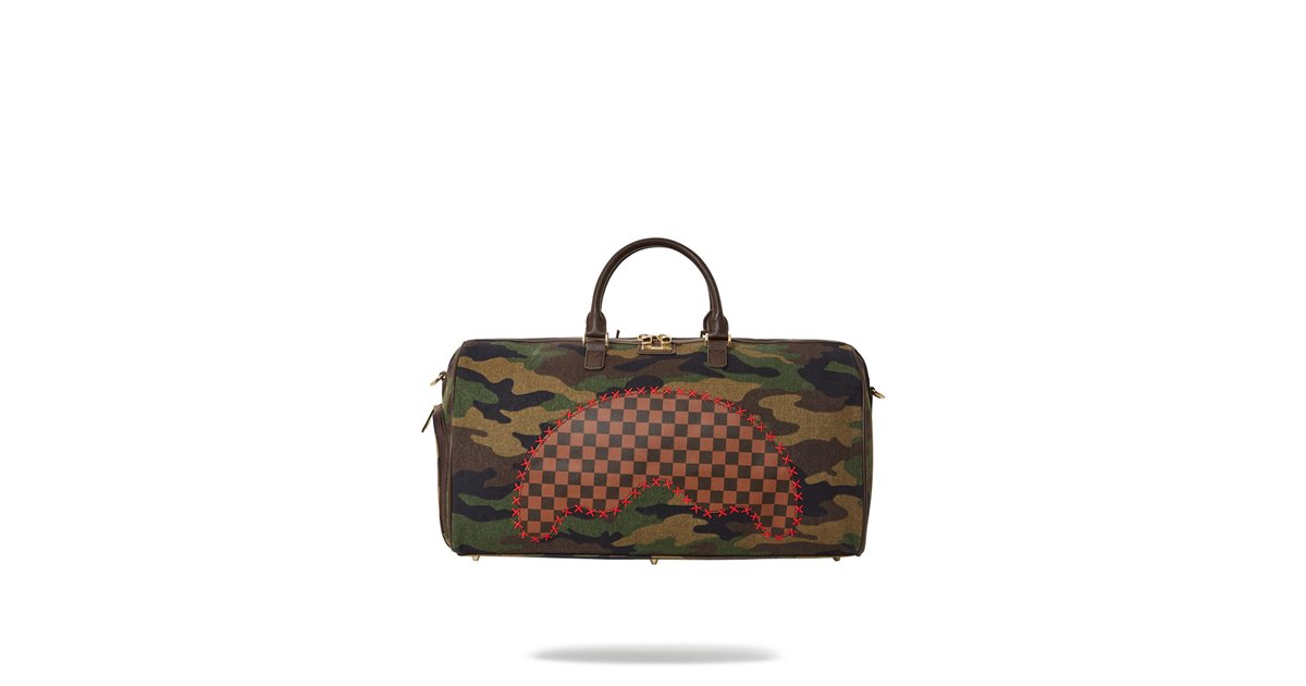 Sprayground Shark Shape Check Duffle Bag