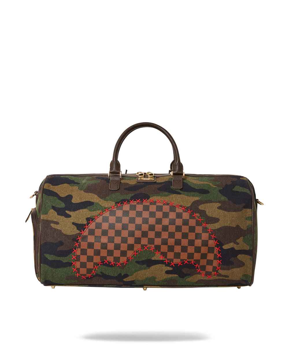 Sprayground - Sharkfinity Check Shark Shape Duffle Bag - Brown