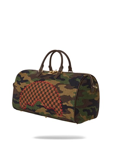 Sprayground Shark Shape Check Duffle Bag