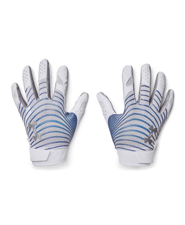 UA Blur LE Men's Football Gloves White/Carolina Blue