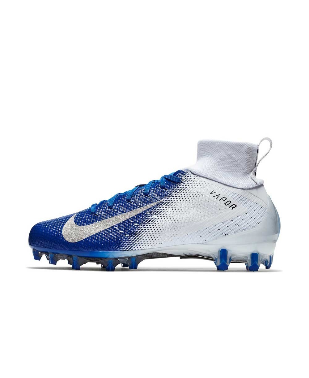 blue and silver football cleats