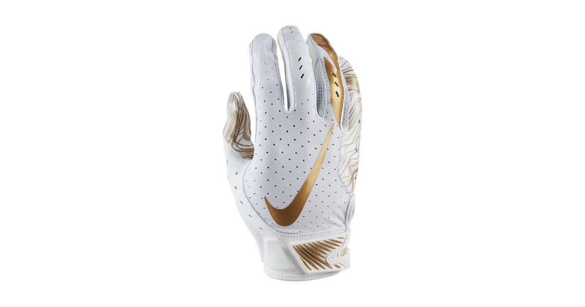 white and gold nike football gloves