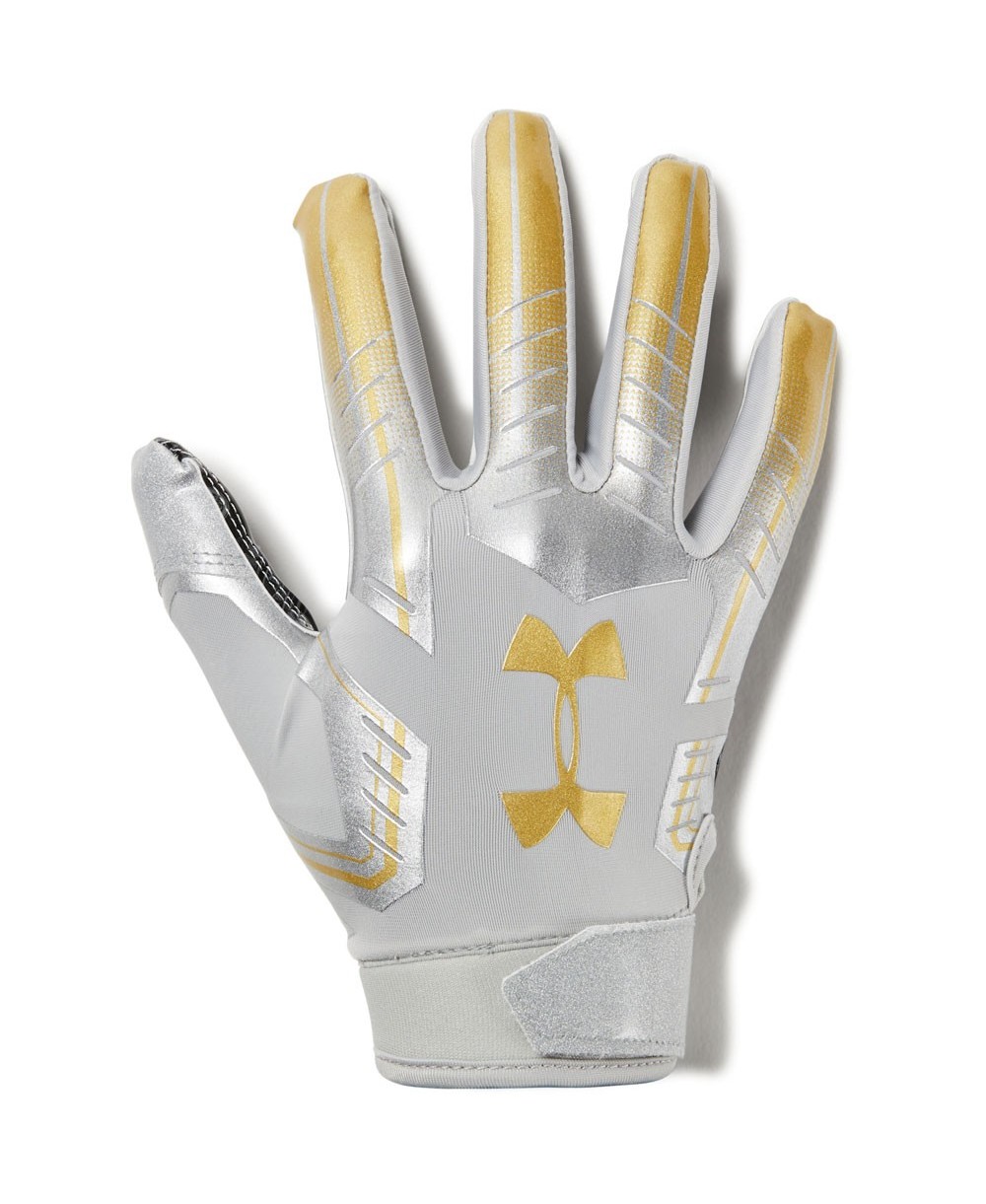 gold under armour football gloves off 